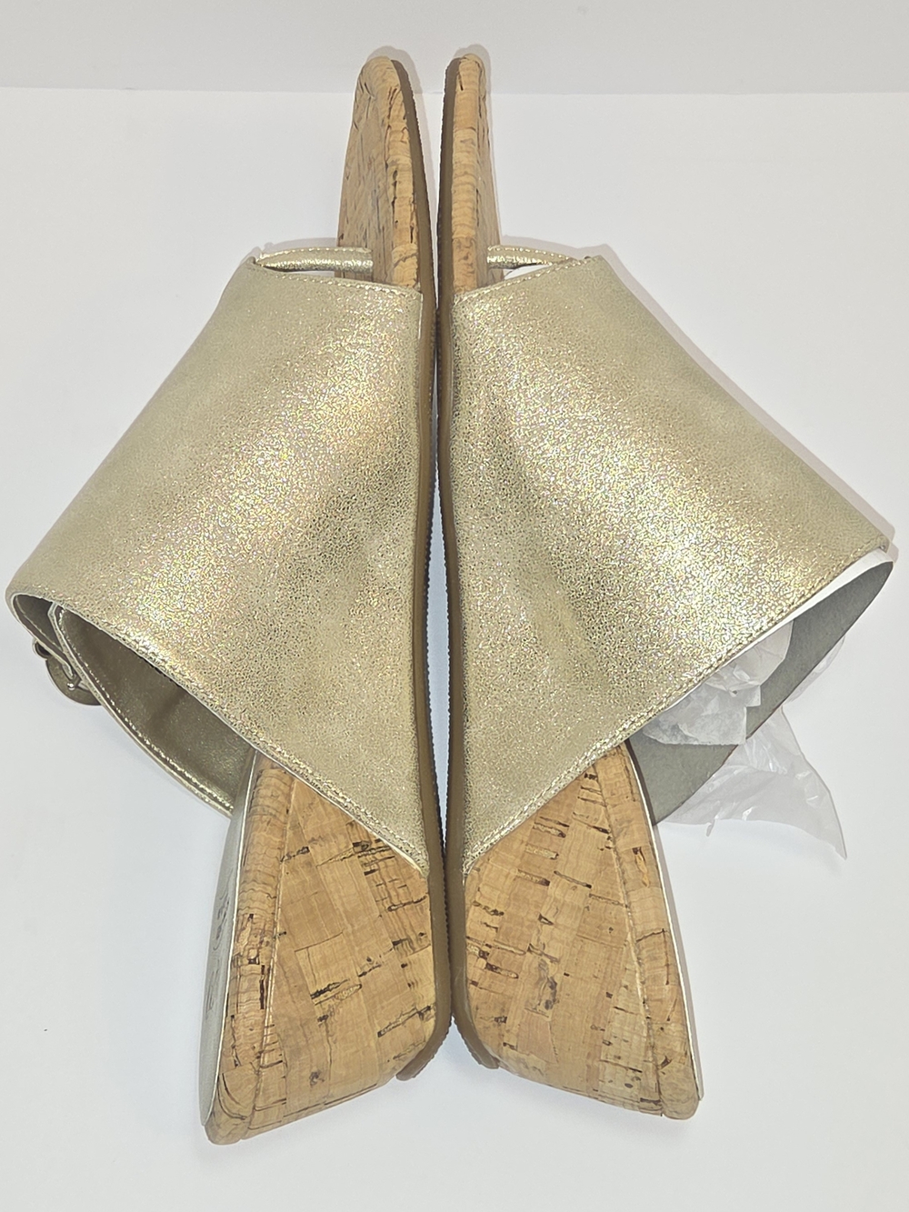 Impo Platino Giselle Metallic Gold Cork Wedge Slide with Silver Buckle - Picture 7 of 13